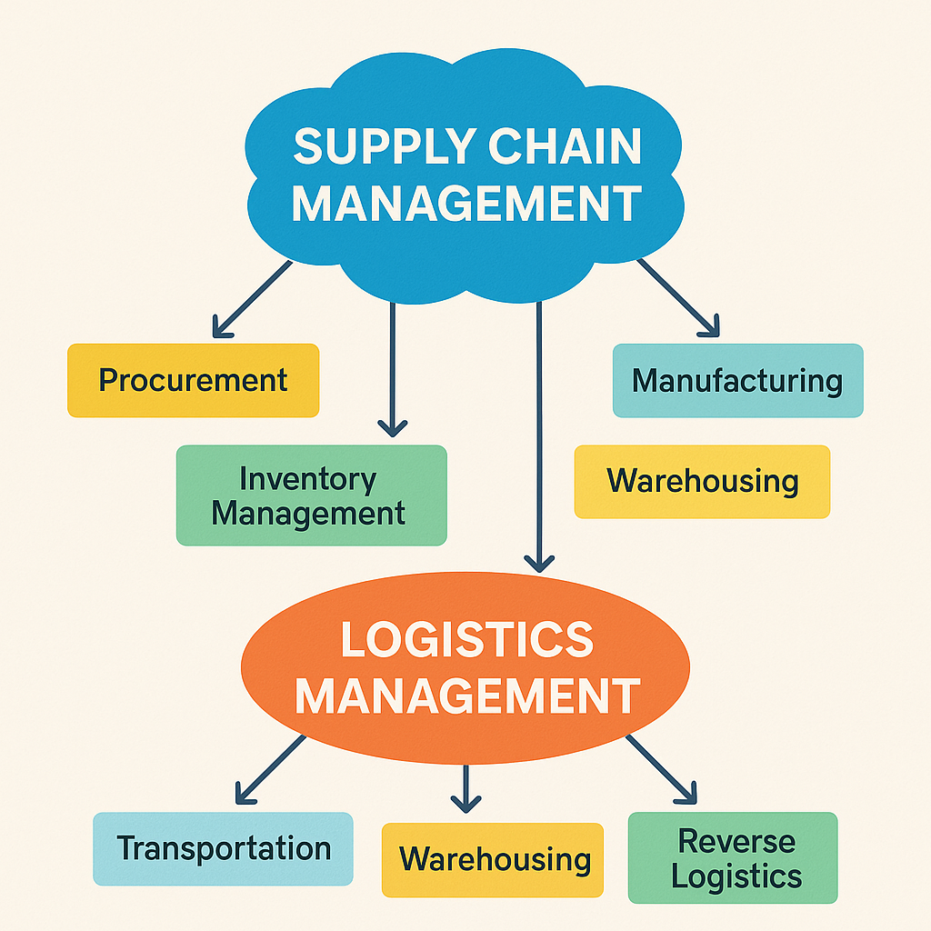 Supply Chain Management Functions Pyramid; procurement;manufacturing;warehousing;logistics